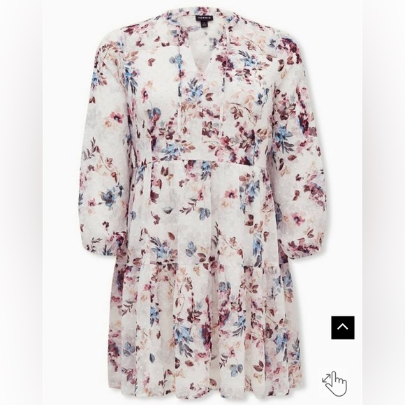 Torrid Ivory Floral Chiffon Clip Dot Skater Dress EUC - Picture 6 of 9